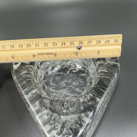 Mid Century Clear Heart Shaped Ashtray Dish Bowl Heavy Thick Textured Glass VTG - Picture 2 of 13